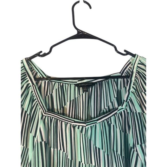 Banana Republic Green Multi Color Striped Geo Dressy Blouse Top Women Sz S - Picture 5 of 7